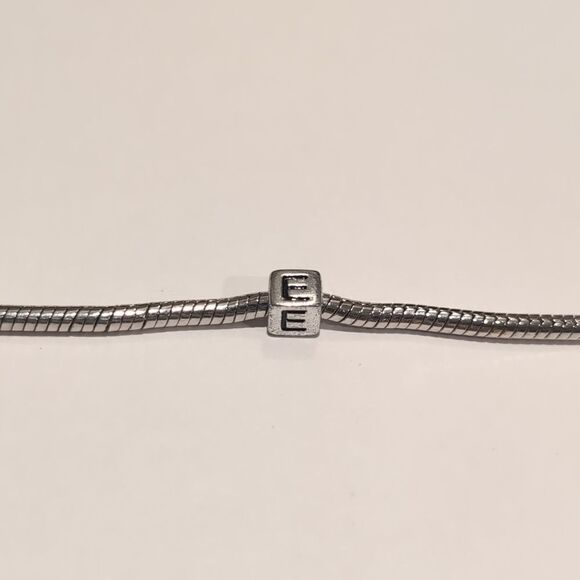 Silver E Spacer Charm for Pandora Style Bracelet - Picture 4 of 5